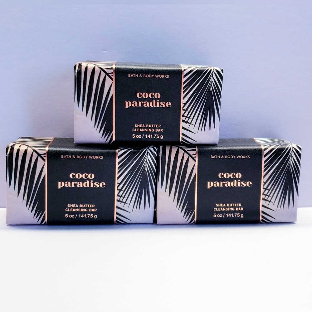 Bath & Body Works COCO PARADISE Shea Butter Cleansing Bar Soap, 5 oz (3 Pcs)